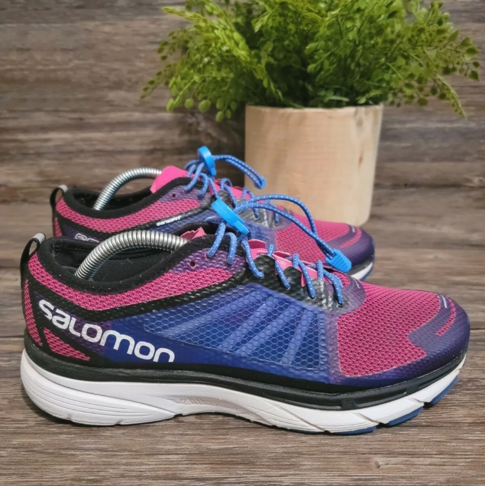Women's Salomon Sonic RA Max Althletic Running Shoes Blue, Purple, Pink Sz 10